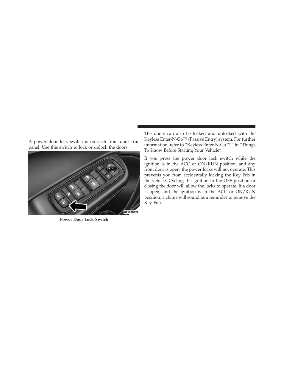 Power door locks | Dodge 2013 Charger - Owner Manual User Manual | Page 34 / 631