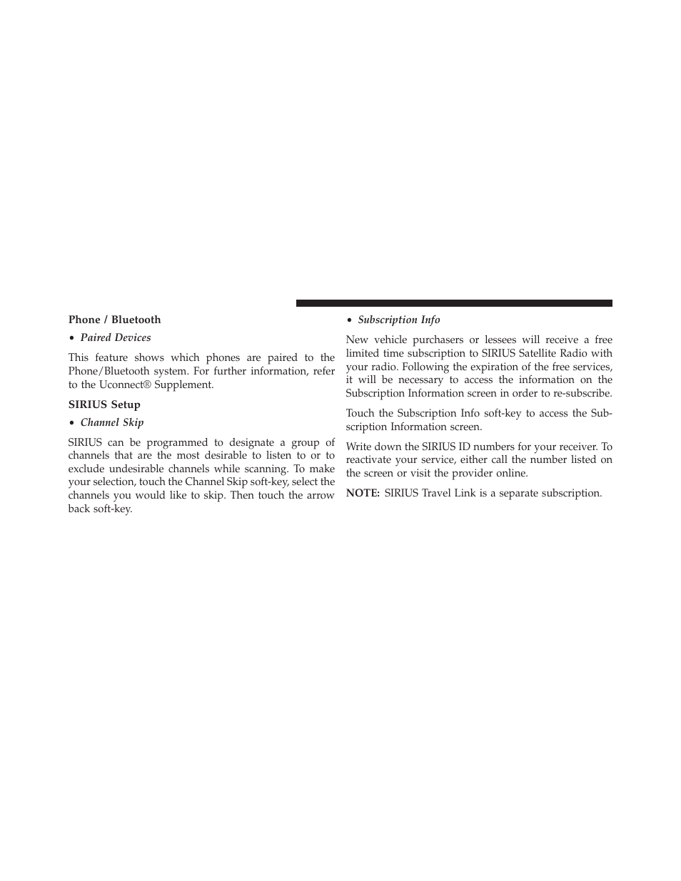Phone / bluetooth, Sirius setup | Dodge 2013 Charger - Owner Manual User Manual | Page 356 / 631