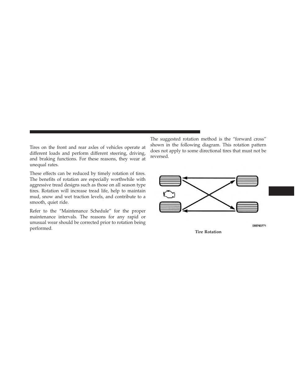 Tire rotation recommendations | Dodge 2013 Charger - Owner Manual User Manual | Page 467 / 631