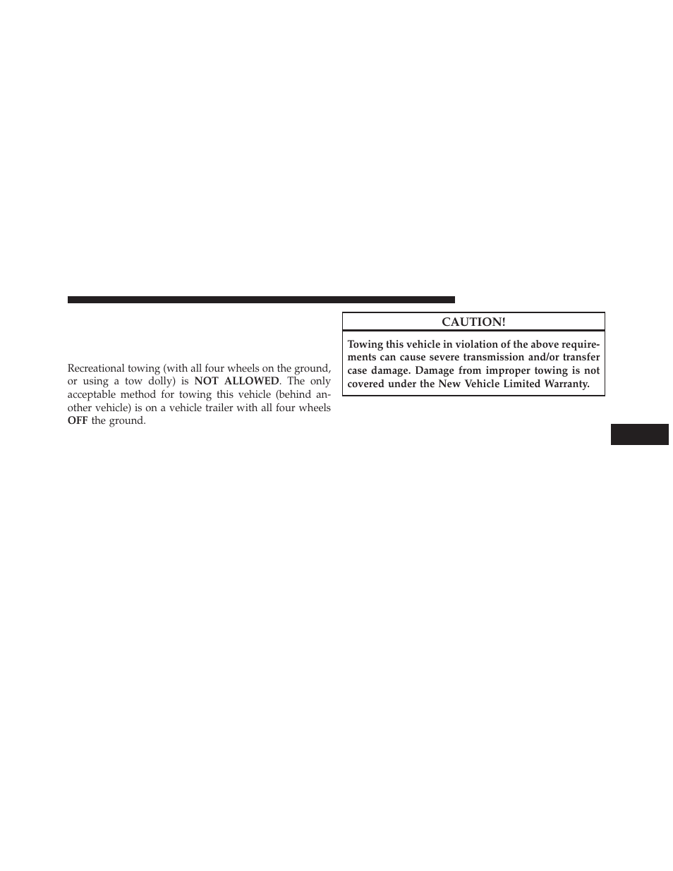 Recreational towing (behind motorhome, etc.), Two-wheel drive and all-wheel drive, Recreational towing | Behind motorhome, etc.) | Dodge 2013 Charger - Owner Manual User Manual | Page 507 / 631