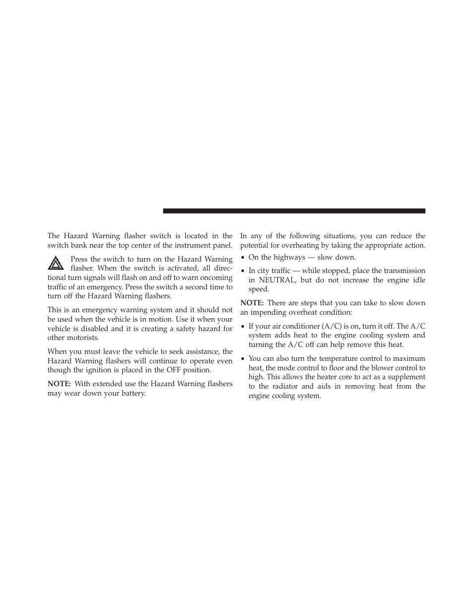 Hazard warning flashers, If your engine overheats | Dodge 2013 Charger - Owner Manual User Manual | Page 510 / 631