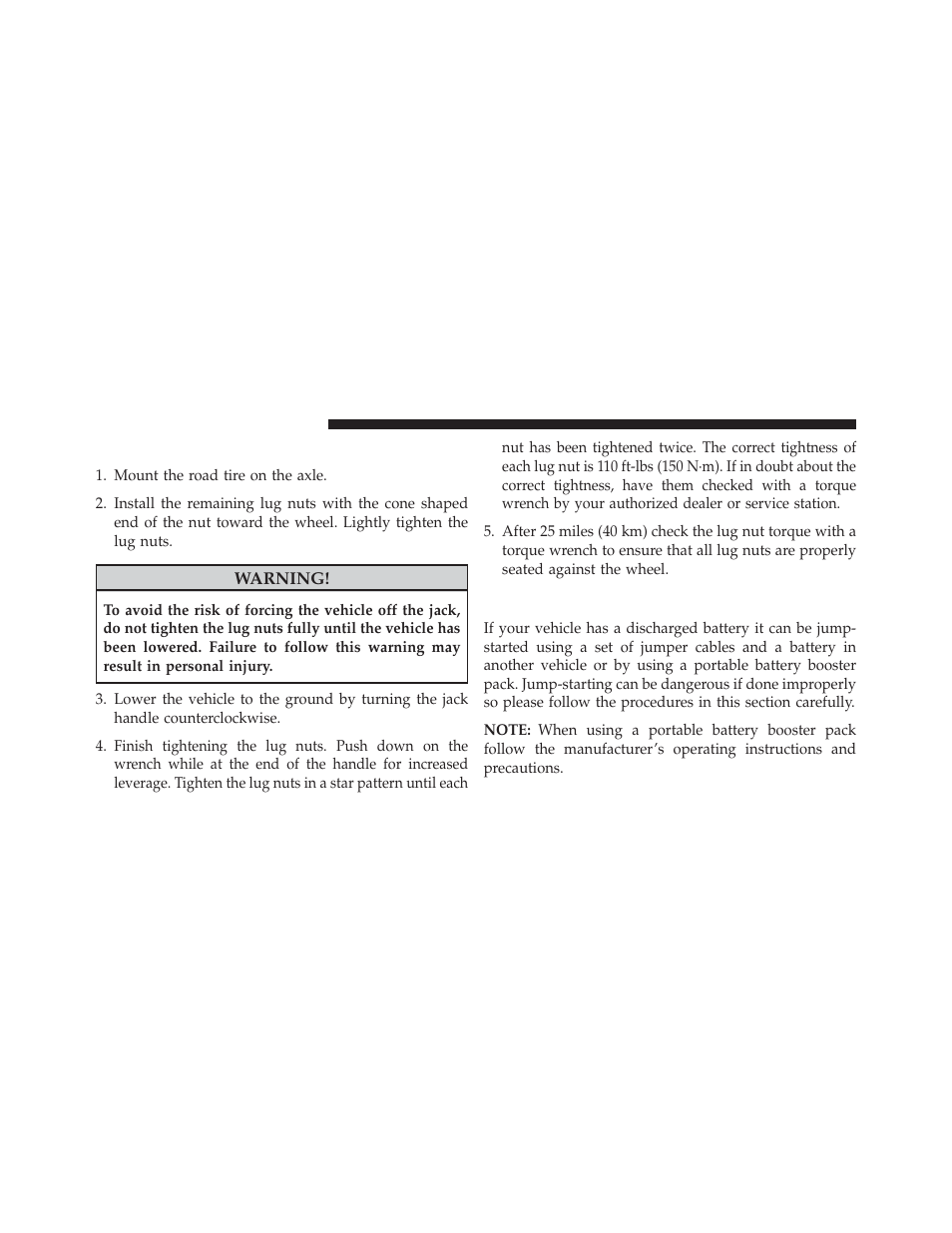 Road tire installation, Jump-starting procedures | Dodge 2013 Charger - Owner Manual User Manual | Page 520 / 631