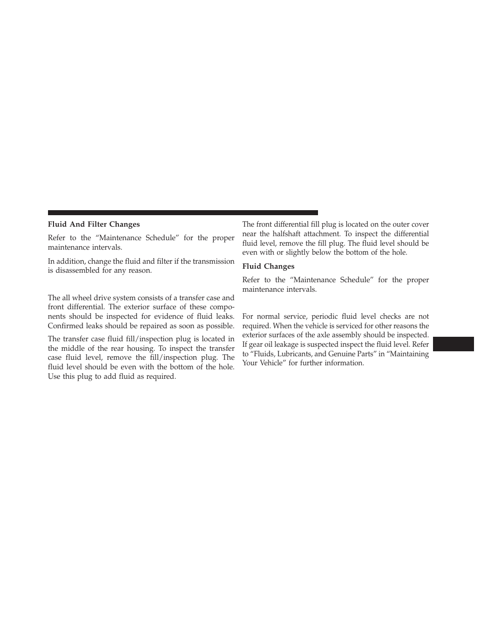 Fluid and filter changes, All wheel drive (awd) – if equipped, Fluid changes | Rear axle | Dodge 2013 Charger - Owner Manual User Manual | Page 565 / 631