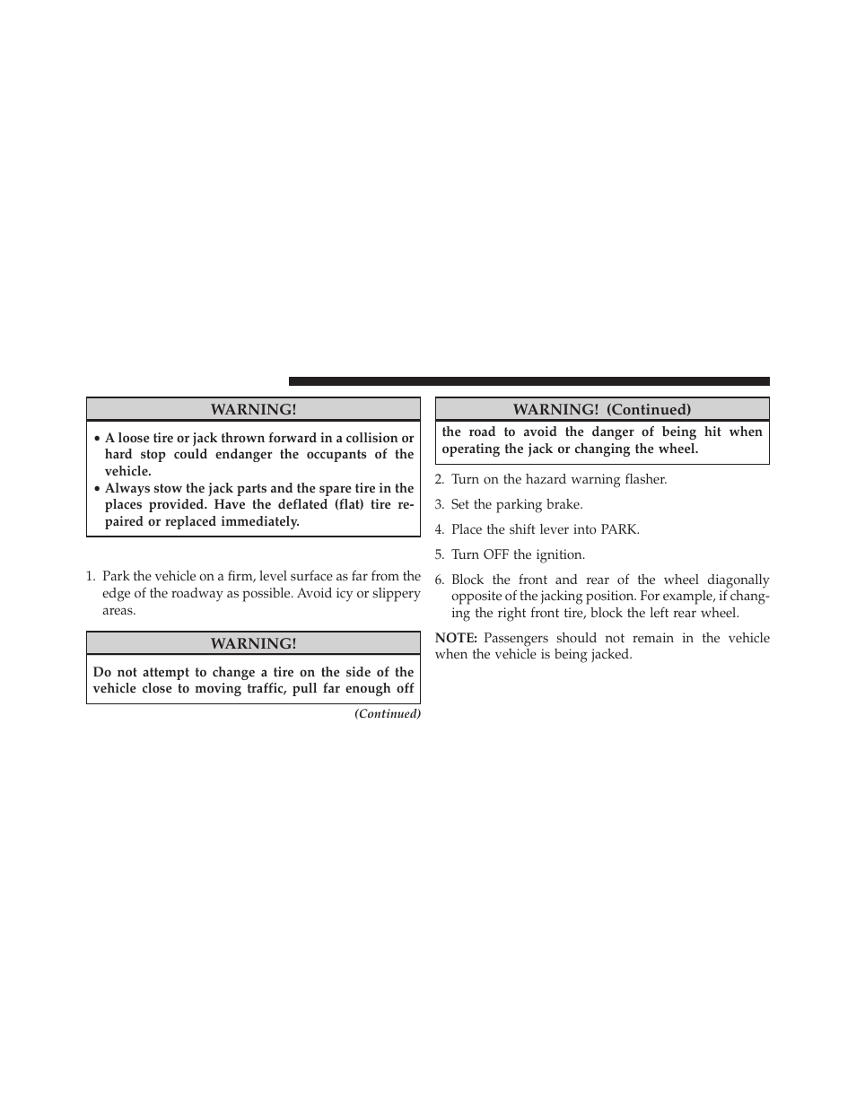 Preparations for jacking | Dodge 2013 Charger - Police Supplement User Manual | Page 44 / 62