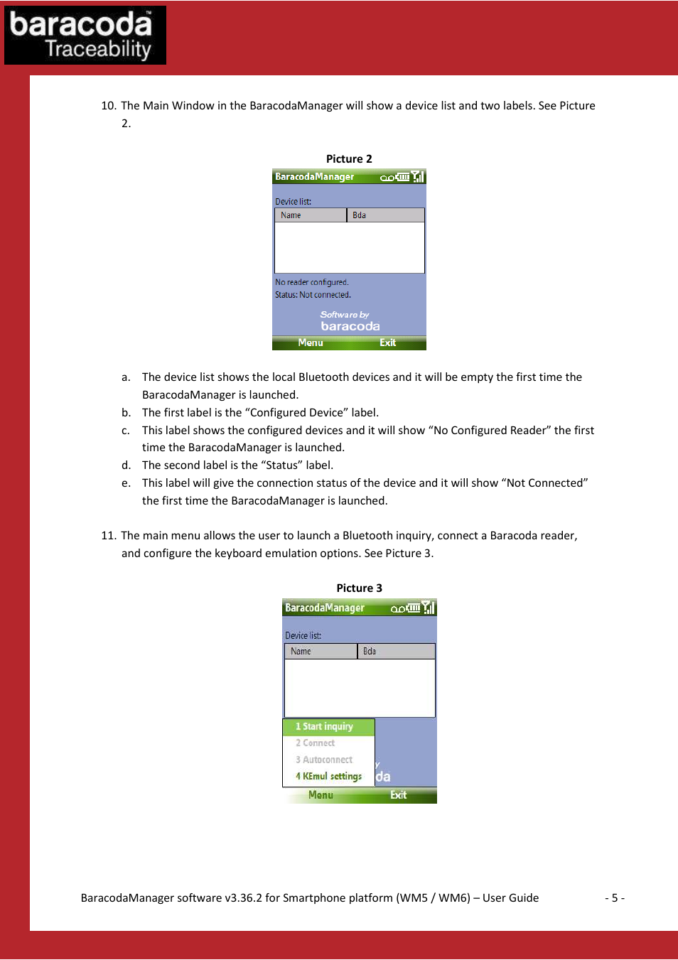 Baracoda V3.36.2 User Manual | Page 5 / 9