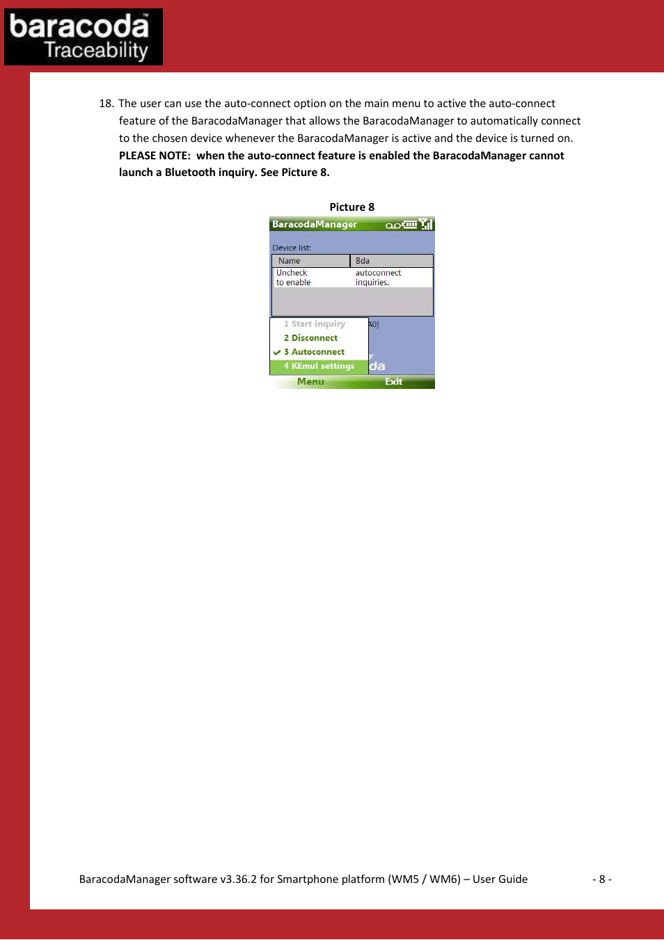 Baracoda V3.36.2 User Manual | Page 8 / 9