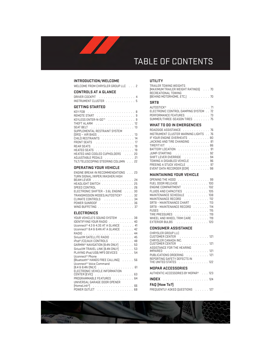 Dodge 2013 Charger-SRT - User Guide User Manual | Page 3 / 132