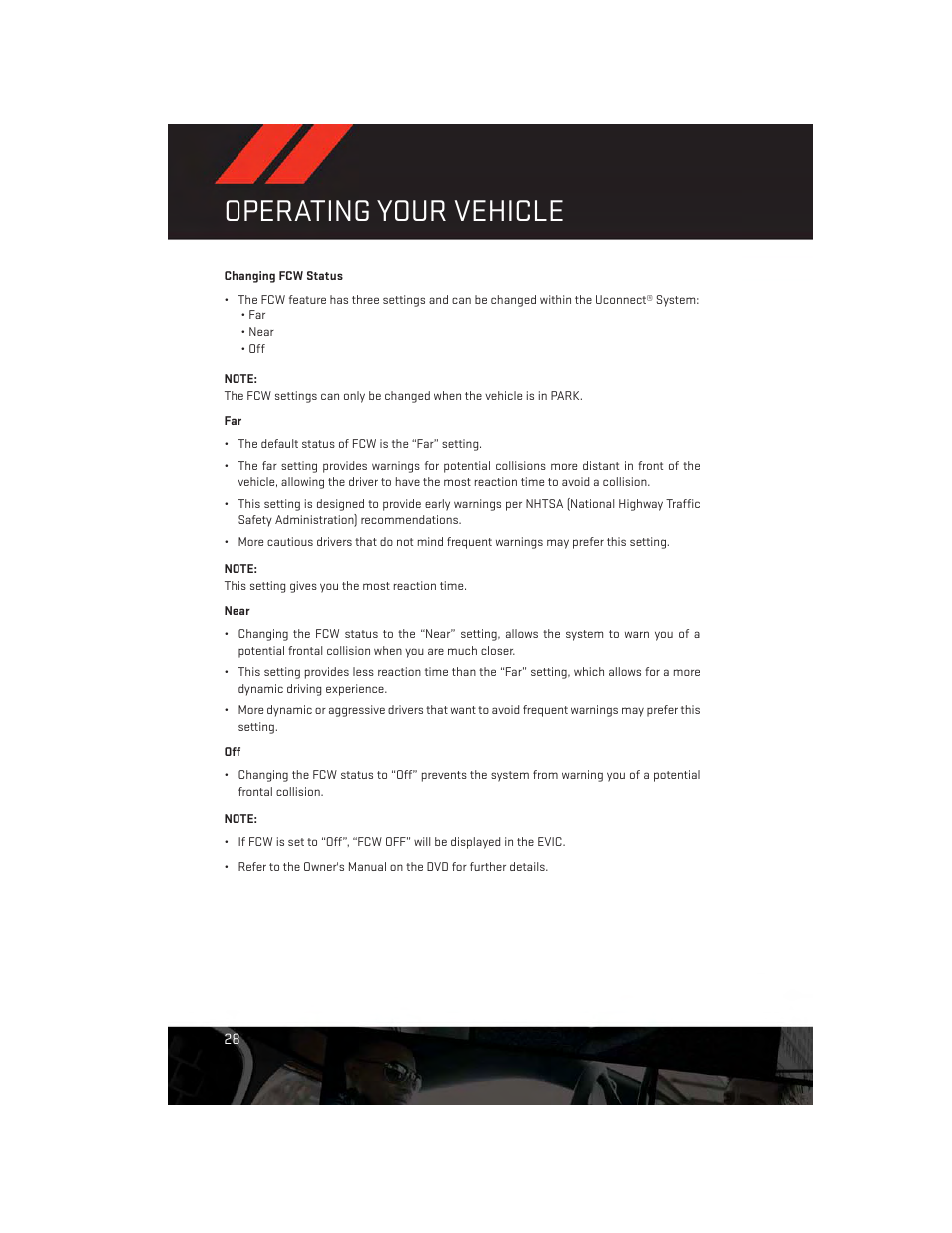 Operating your vehicle | Dodge 2013 Charger-SRT - User Guide User Manual | Page 30 / 132