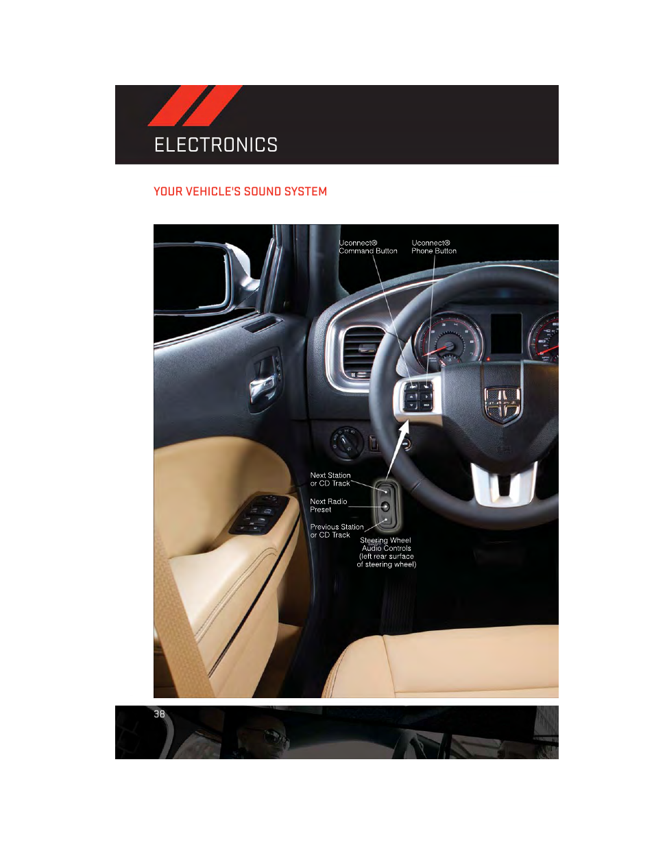 Electronics, Your vehicle's sound system | Dodge 2013 Charger-SRT - User Guide User Manual | Page 40 / 132