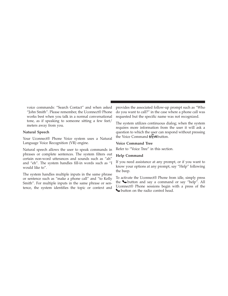 Natural speech, Voice command tree, Help command | Dodge 2013 Charger-SRT - Owner Manual User Manual | Page 130 / 595