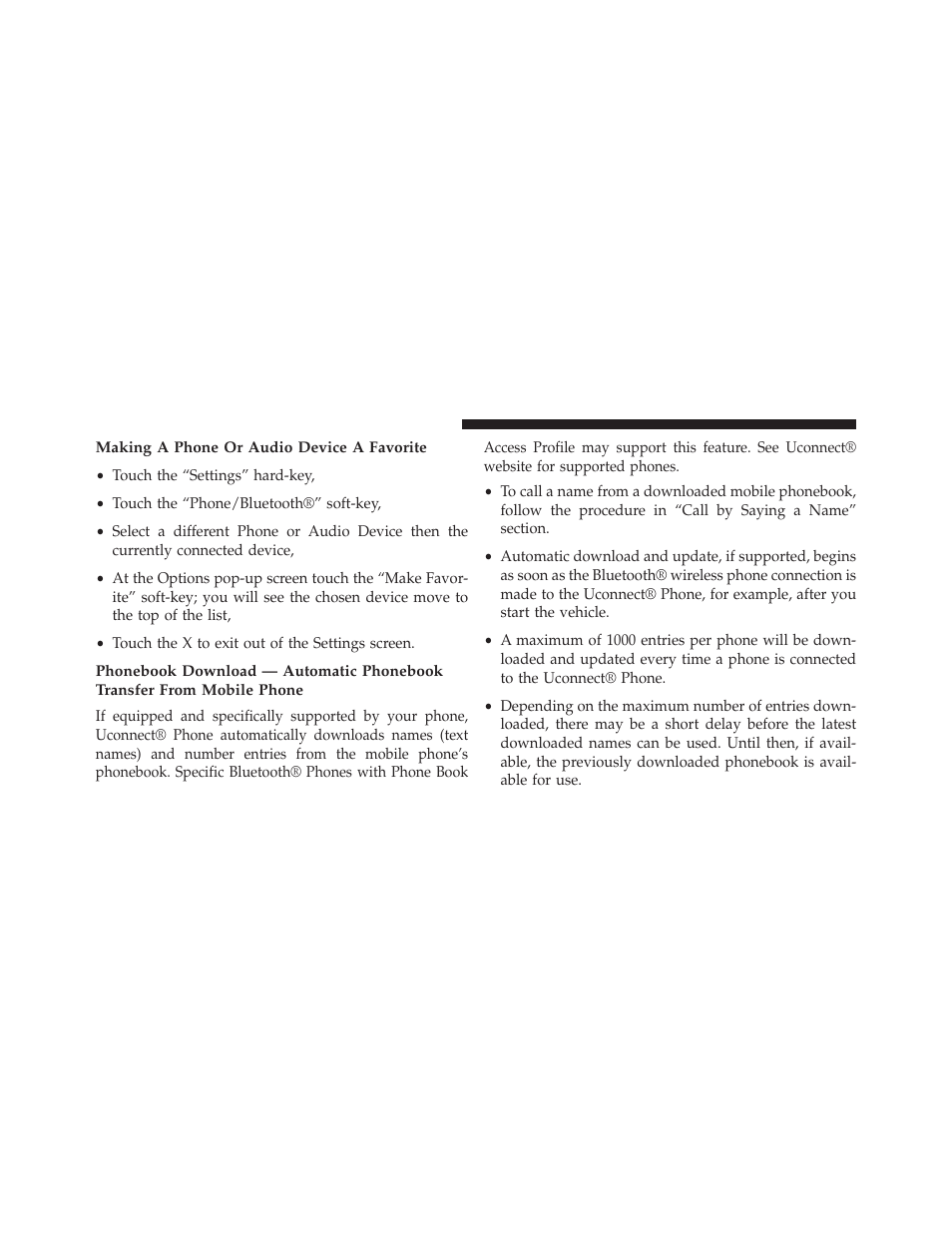 Making a phone or audio device a favorite | Dodge 2013 Charger-SRT - Owner Manual User Manual | Page 134 / 595