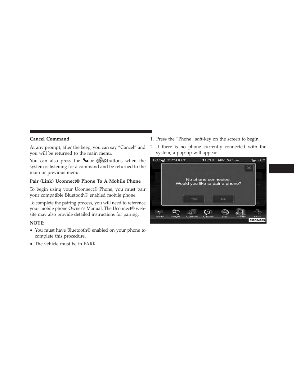 Cancel command, Pair (link) uconnect® phone to a mobile phone | Dodge 2013 Charger-SRT - Owner Manual User Manual | Page 155 / 595