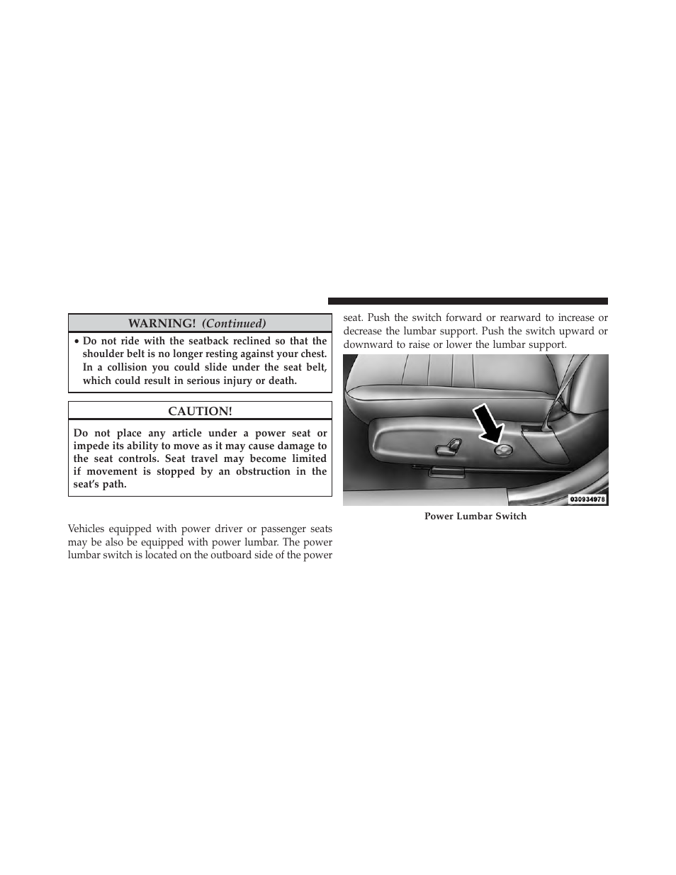 Power lumbar — if equipped | Dodge 2013 Charger-SRT - Owner Manual User Manual | Page 204 / 595