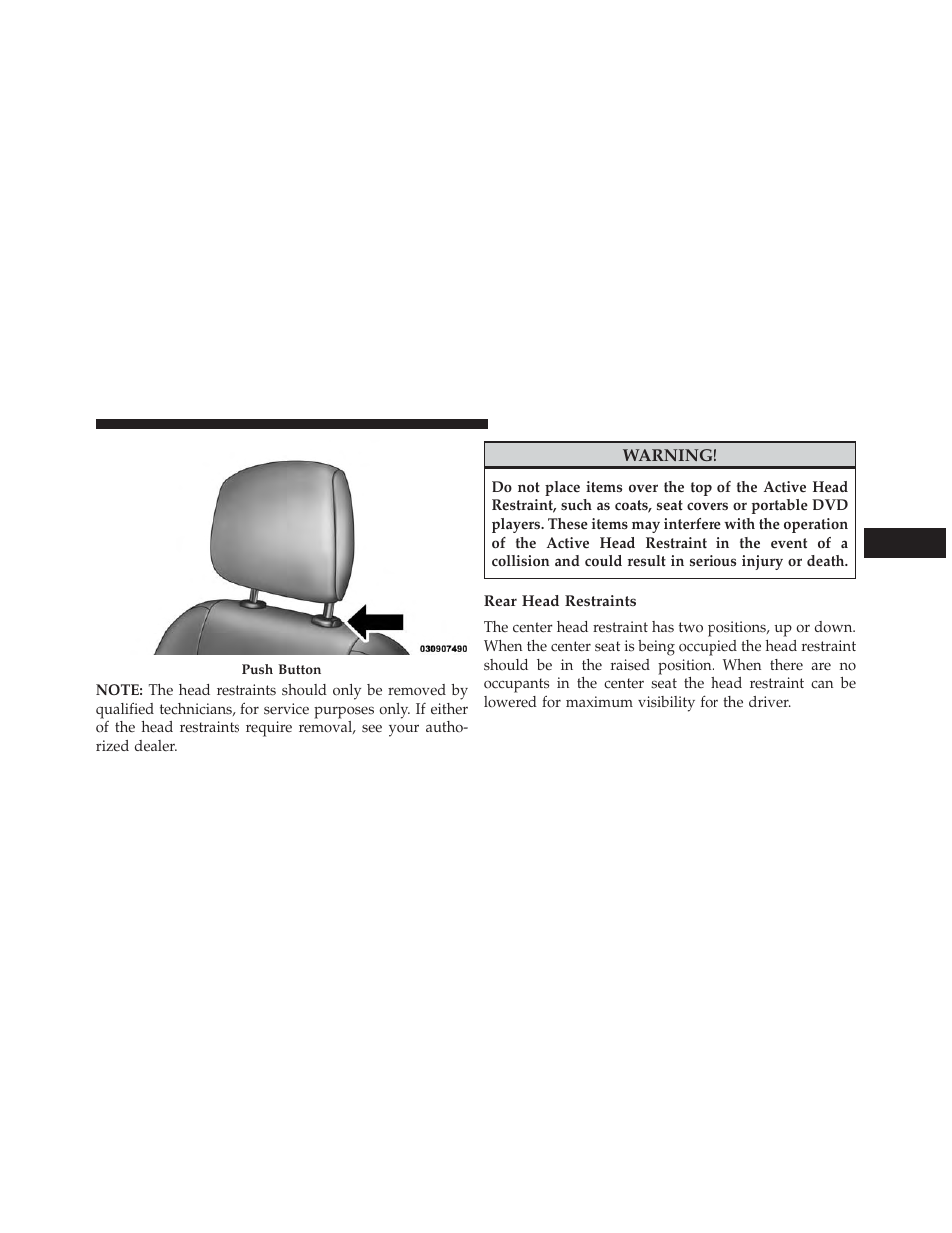 Rear head restraints | Dodge 2013 Charger-SRT - Owner Manual User Manual | Page 211 / 595