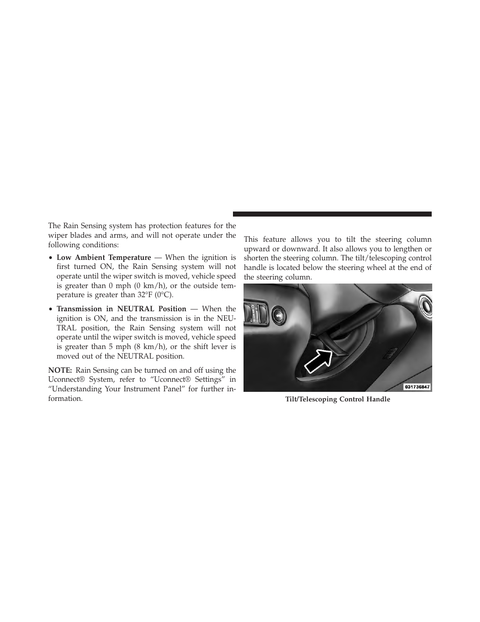 Tilt/telescoping steering column | Dodge 2013 Charger-SRT - Owner Manual User Manual | Page 234 / 595