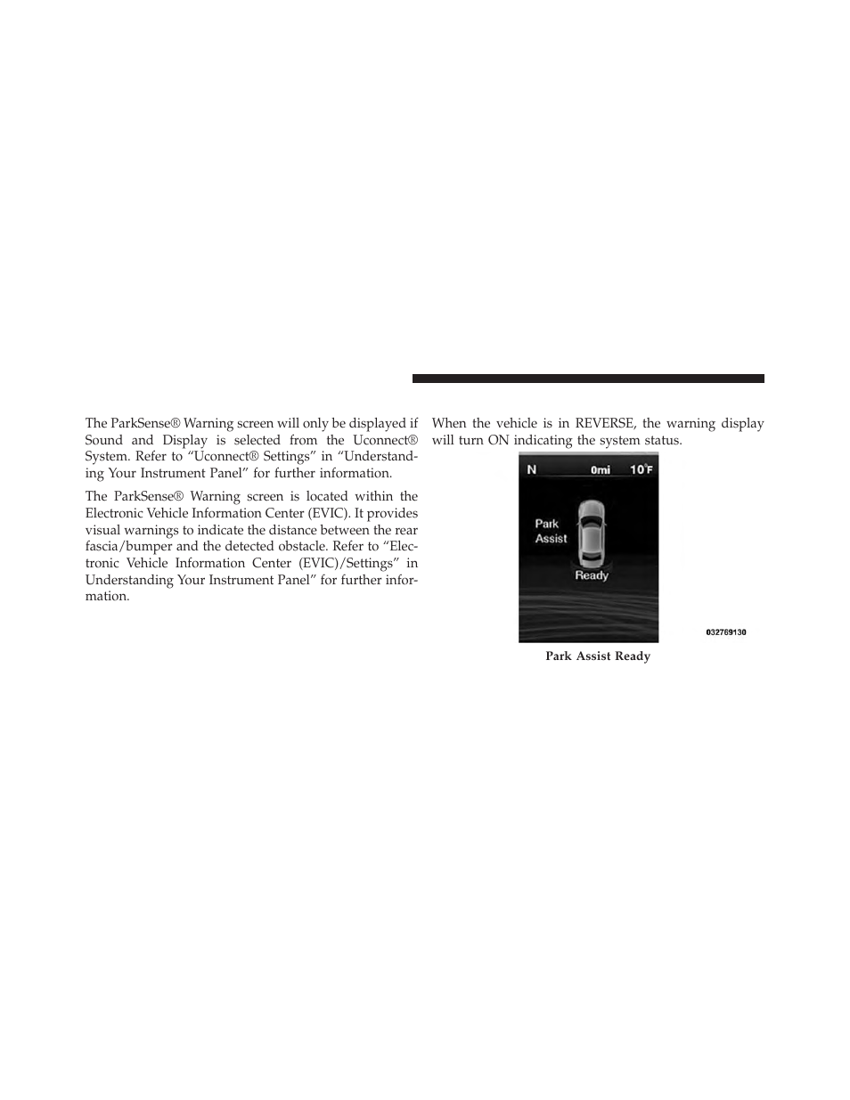 Parksense® warning display, Parksense® display | Dodge 2013 Charger-SRT - Owner Manual User Manual | Page 270 / 595