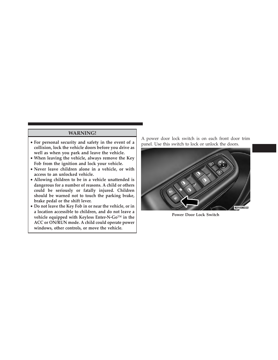 Power door locks | Dodge 2013 Charger-SRT - Owner Manual User Manual | Page 33 / 595