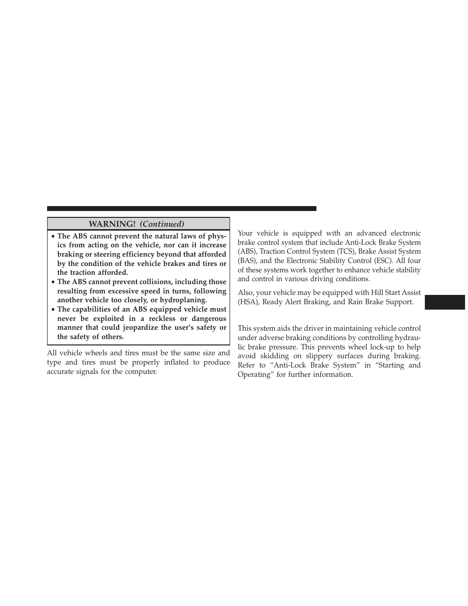 Electronic brake control system, Anti-lock brake system (abs) | Dodge 2013 Charger-SRT - Owner Manual User Manual | Page 419 / 595