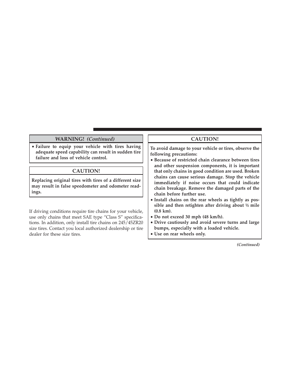 Tire chains | Dodge 2013 Charger-SRT - Owner Manual User Manual | Page 450 / 595