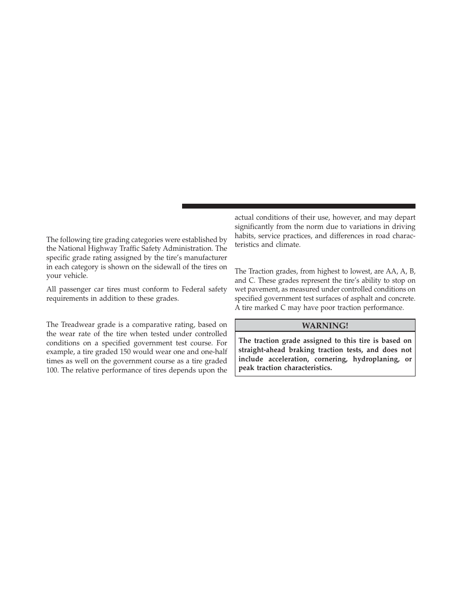 Treadwear, Traction grades, Department of transportation | Uniform tire quality grades | Dodge 2013 Charger-SRT - Owner Manual User Manual | Page 572 / 595