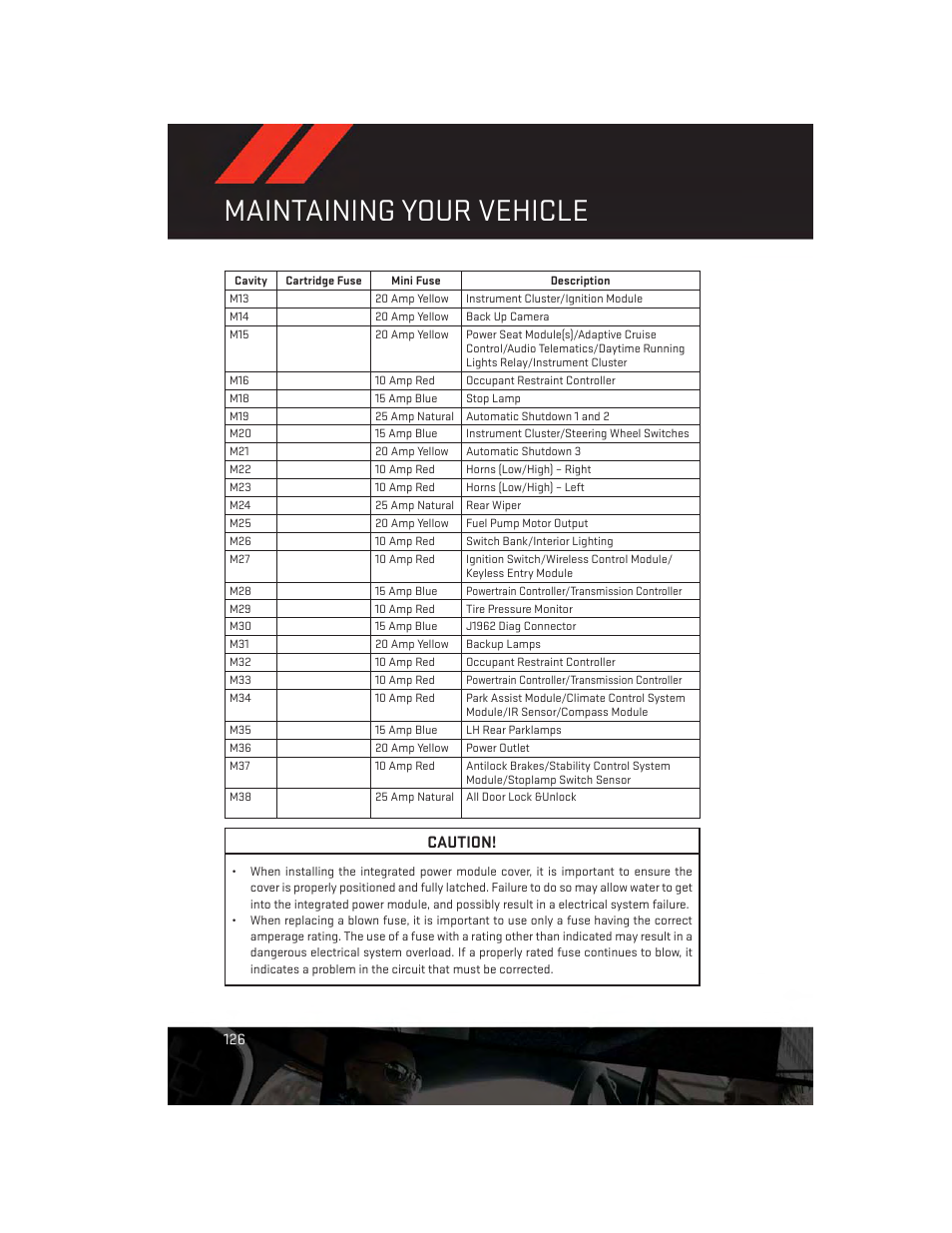 Maintaining your vehicle, Caution | Dodge 2013 Durango - User Guide User Manual | Page 128 / 140