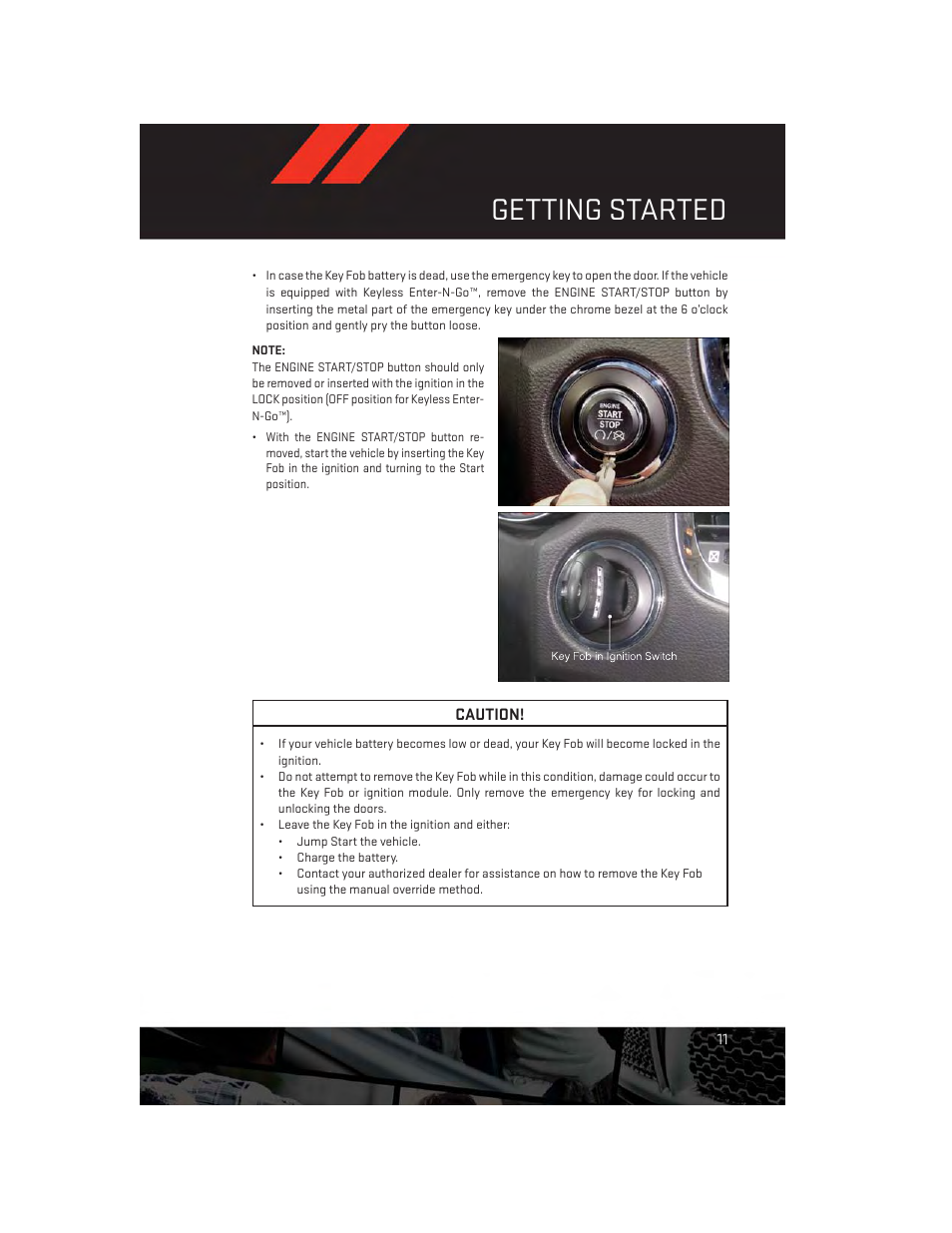 Getting started | Dodge 2013 Durango - User Guide User Manual | Page 13 / 140