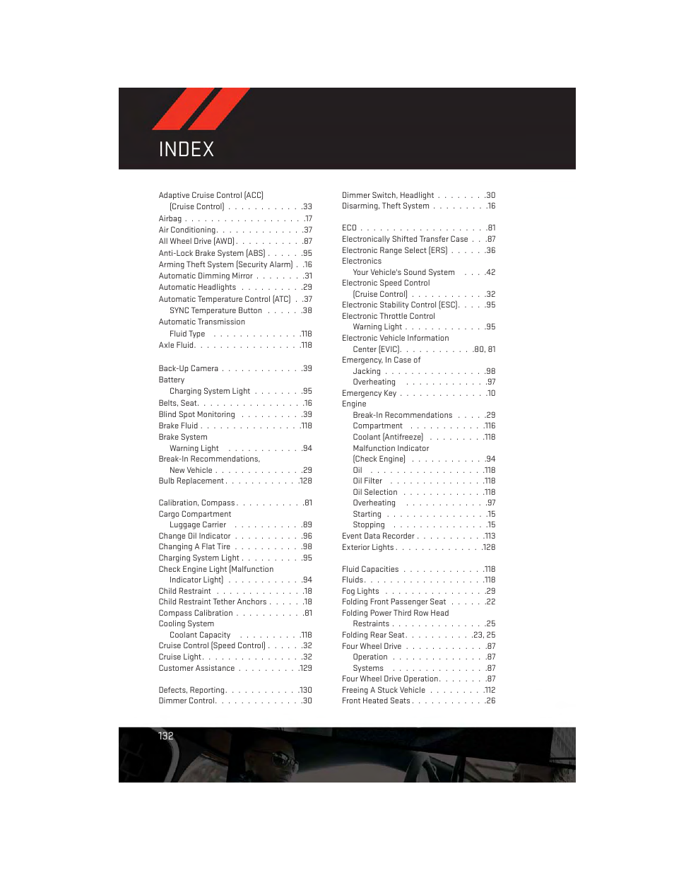 Index | Dodge 2013 Durango - User Guide User Manual | Page 134 / 140