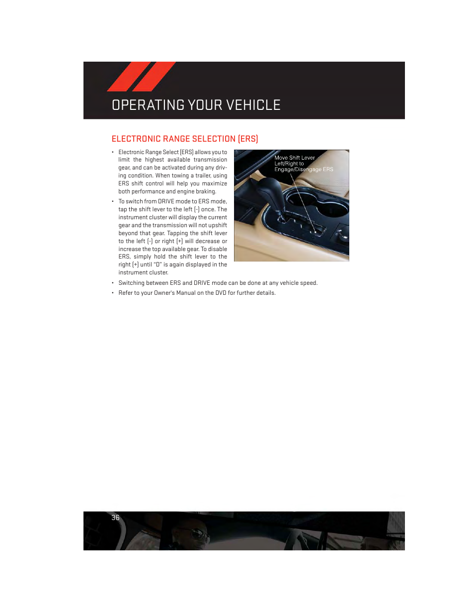 Electronic range selection (ers), Operating your vehicle | Dodge 2013 Durango - User Guide User Manual | Page 38 / 140