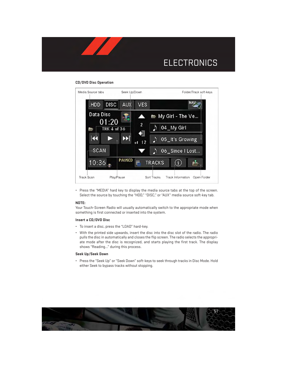 Cd/dvd disc operation, Electronics | Dodge 2013 Durango - User Guide User Manual | Page 53 / 140