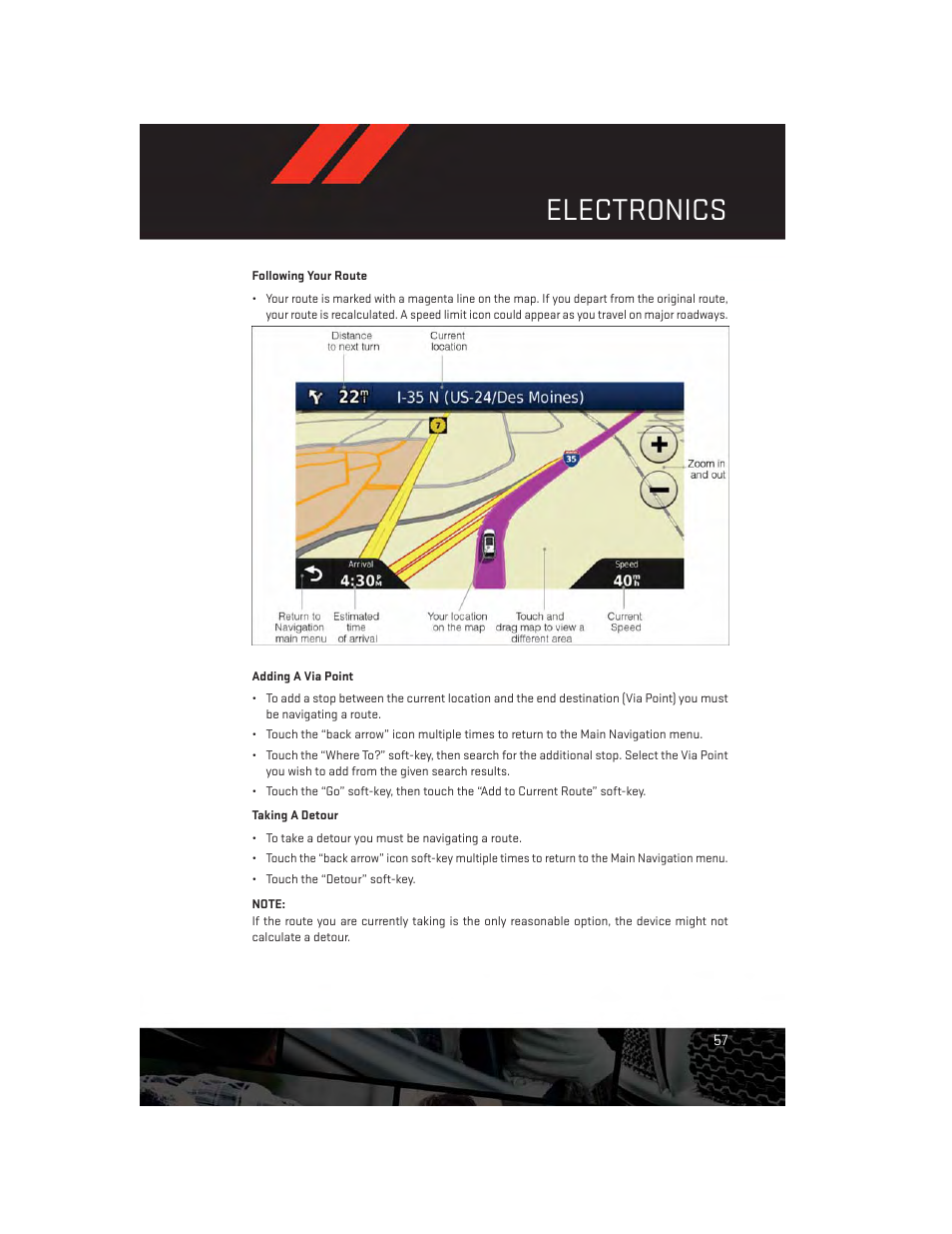 Following your route, Electronics | Dodge 2013 Durango - User Guide User Manual | Page 59 / 140