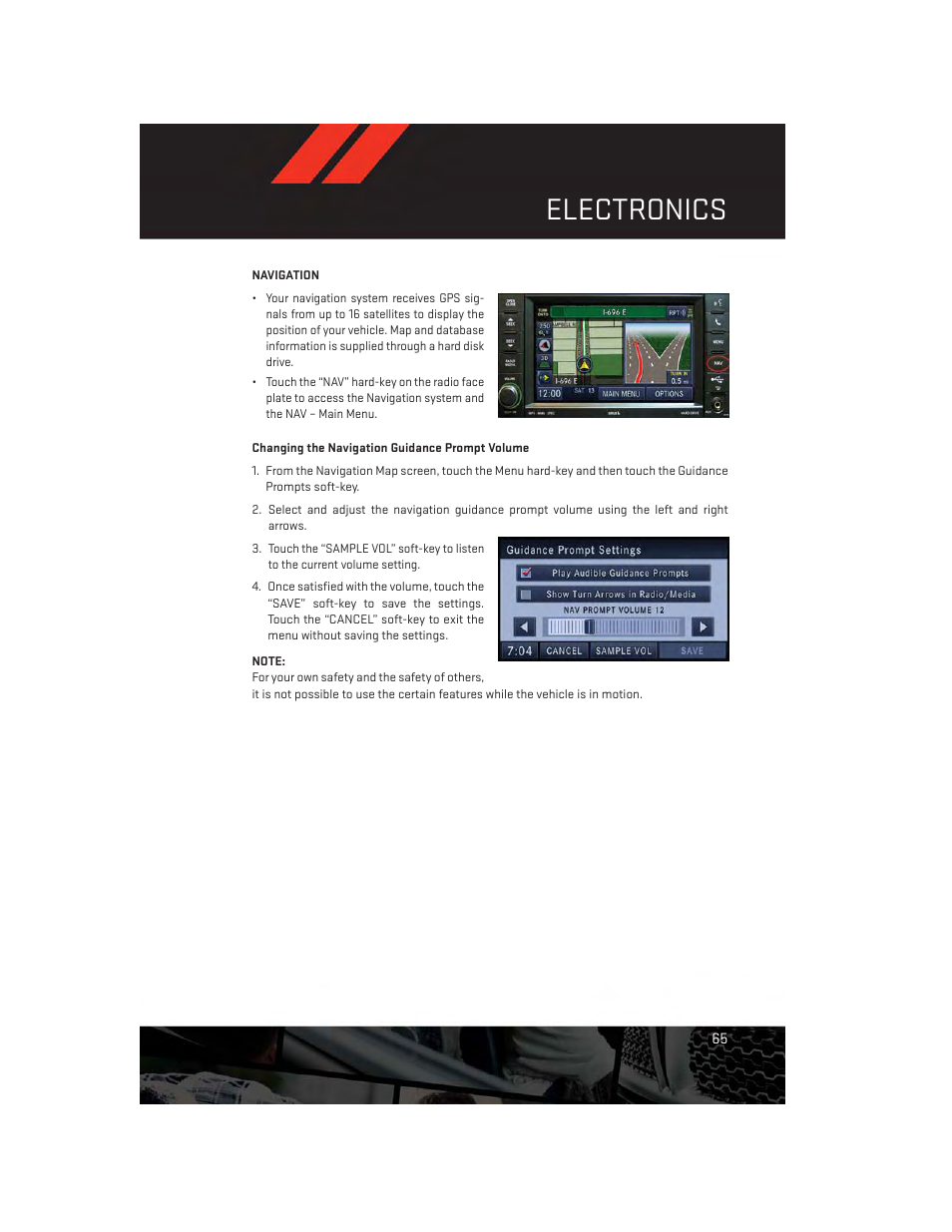 Navigation, Electronics | Dodge 2013 Durango - User Guide User Manual | Page 67 / 140