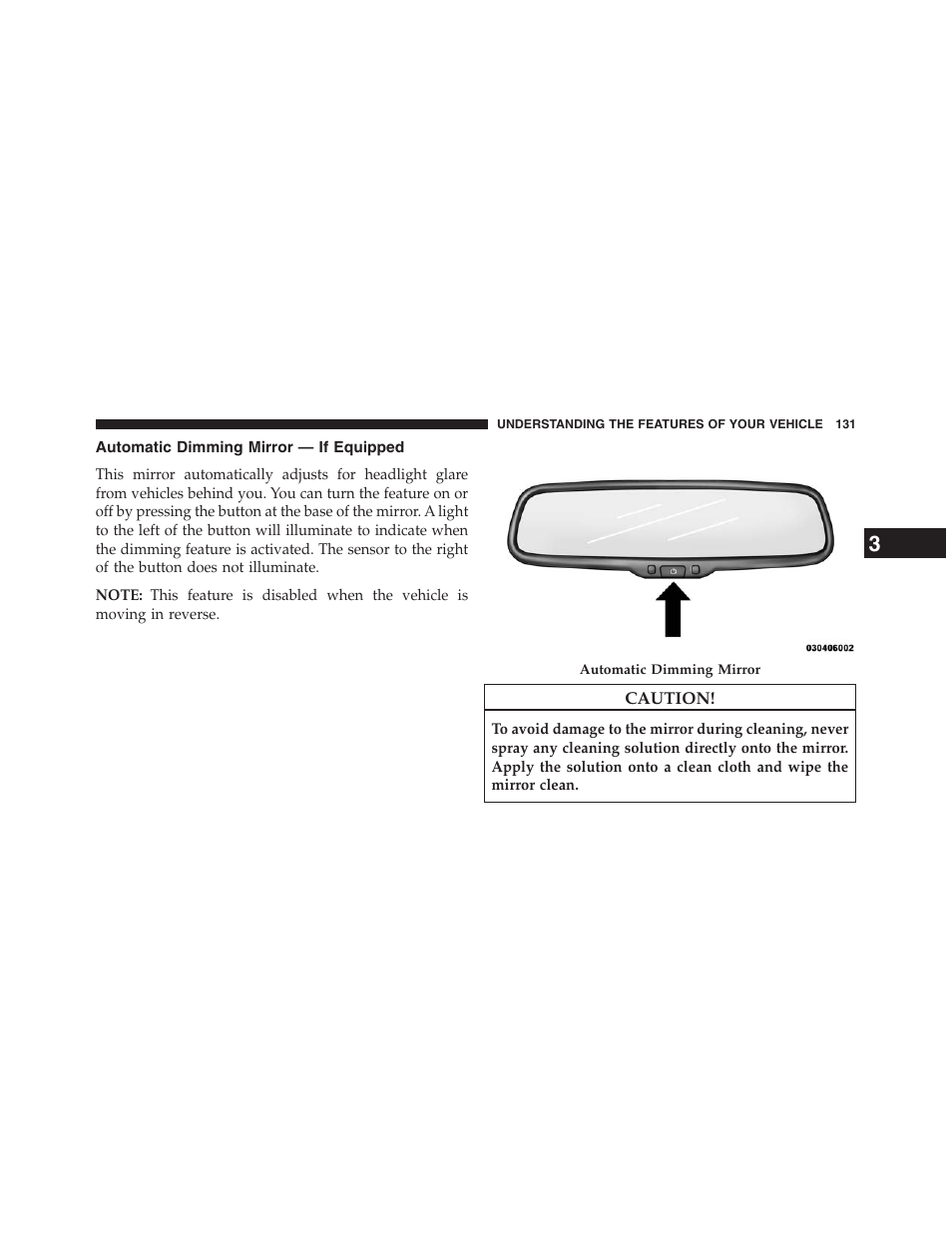 Automatic dimming mirror — if equipped | Dodge 2013 Grand_Caravan - Owner Manual User Manual | Page 133 / 683