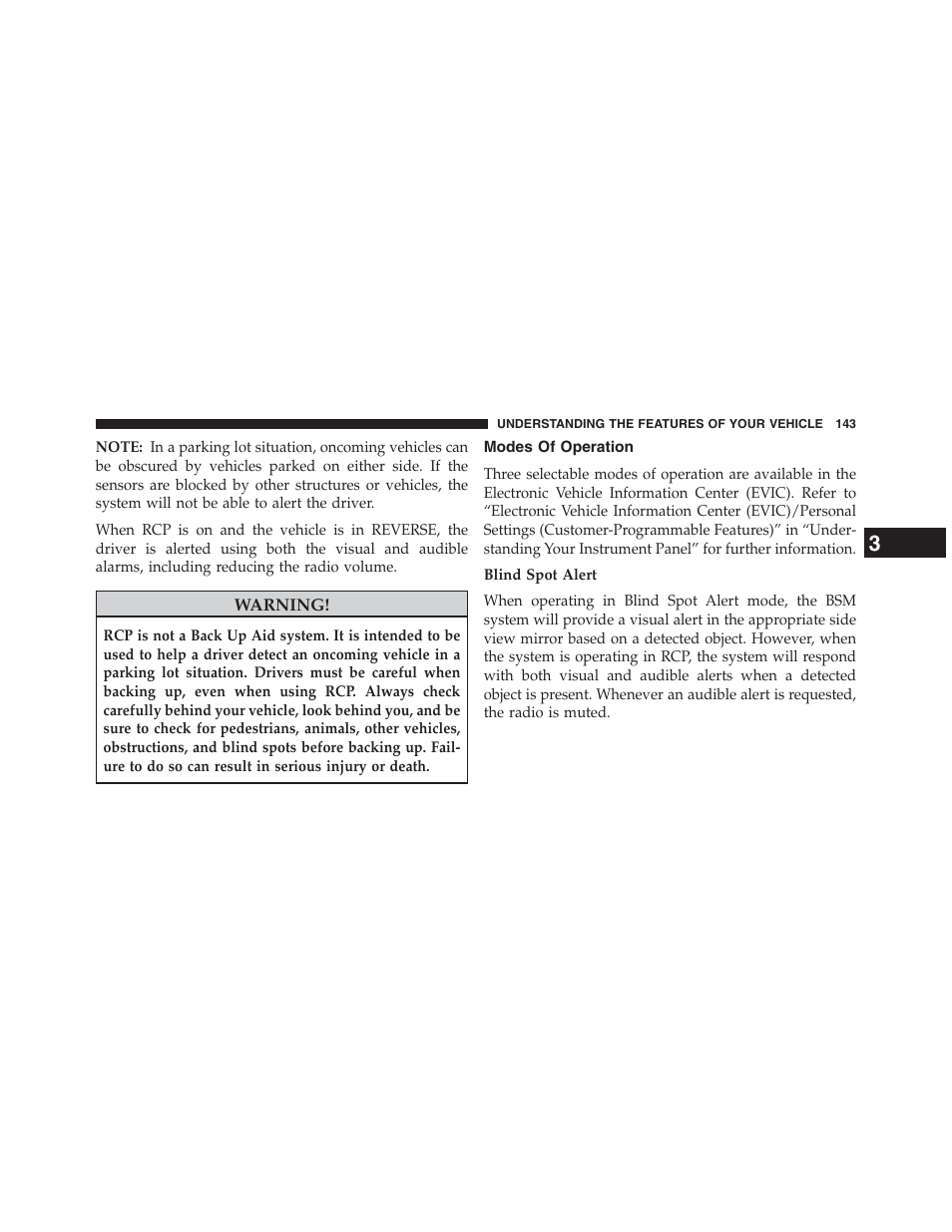 Modes of operation | Dodge 2013 Grand_Caravan - Owner Manual User Manual | Page 145 / 683