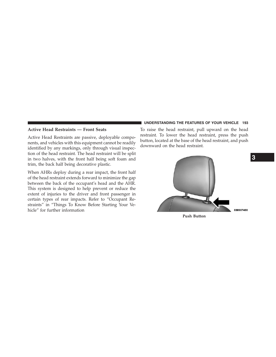 Active head restraints — front seats | Dodge 2013 Grand_Caravan - Owner Manual User Manual | Page 195 / 683