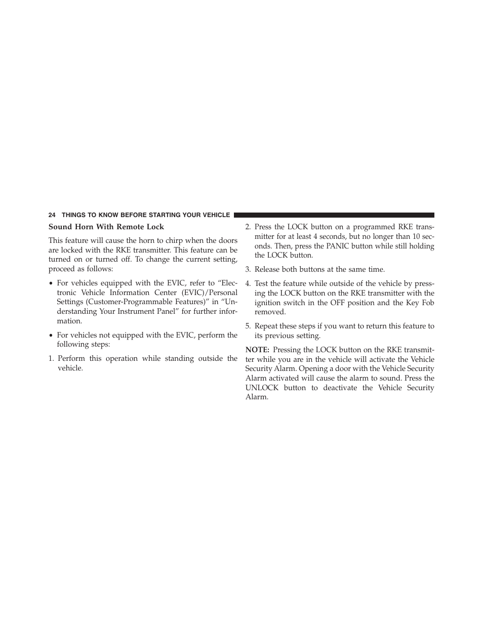 Sound horn with remote lock | Dodge 2013 Grand_Caravan - Owner Manual User Manual | Page 26 / 683