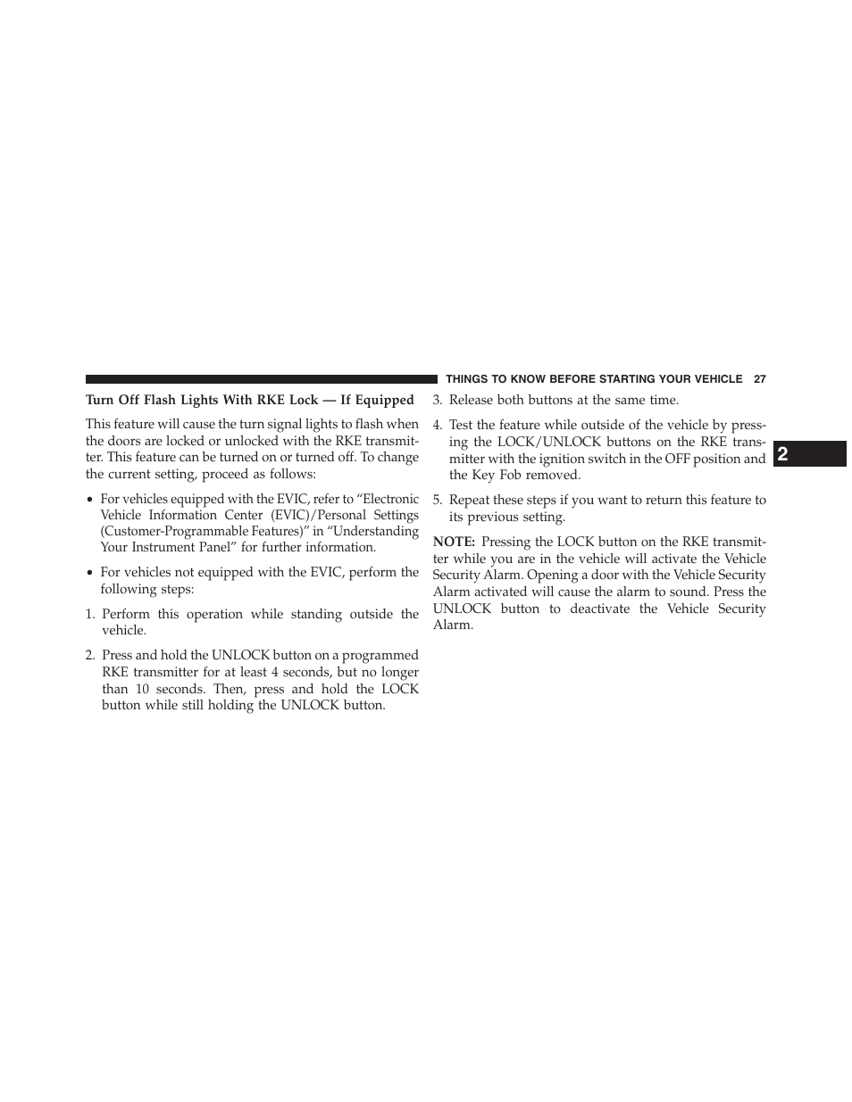 Turn off flash lights with rke lock — if equipped | Dodge 2013 Grand_Caravan - Owner Manual User Manual | Page 29 / 683