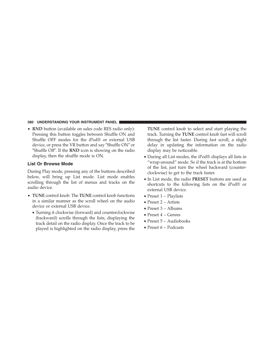 List or browse mode | Dodge 2013 Grand_Caravan - Owner Manual User Manual | Page 382 / 683