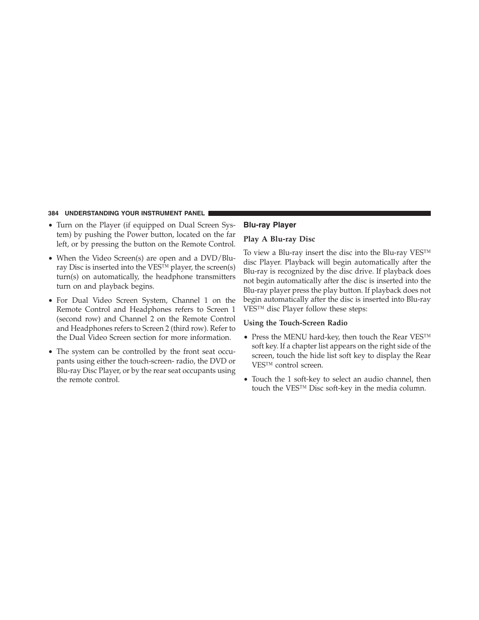 Blu-ray player, Play a blu-ray disc | Dodge 2013 Grand_Caravan - Owner Manual User Manual | Page 386 / 683