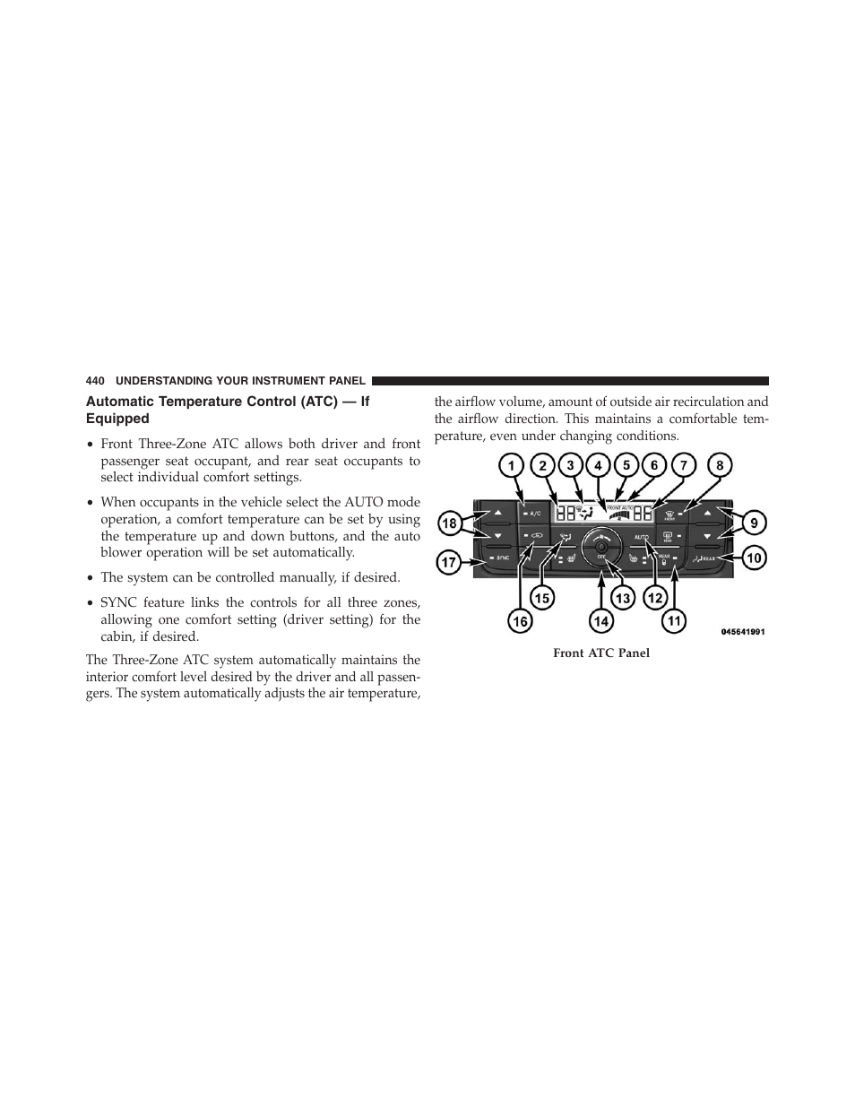 Automatic temperature control (atc) — if equipped, Automatic temperature control (atc) — if, Equipped | Dodge 2013 Grand_Caravan - Owner Manual User Manual | Page 442 / 683