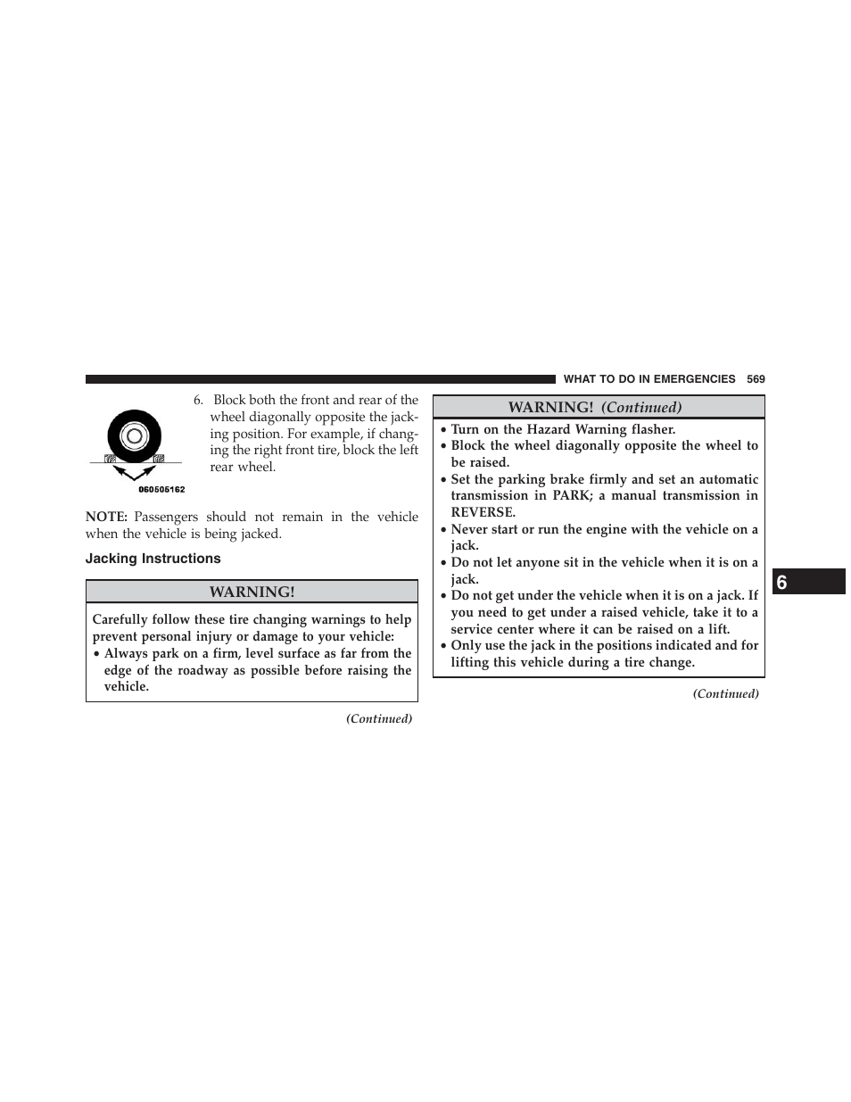 Jacking instructions | Dodge 2013 Grand_Caravan - Owner Manual User Manual | Page 571 / 683