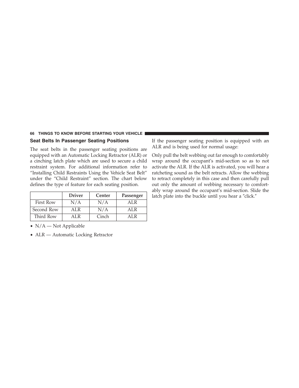 Seat belts in passenger seating positions | Dodge 2013 Grand_Caravan - Owner Manual User Manual | Page 68 / 683