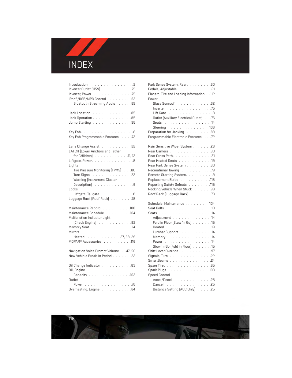 Index | Dodge 2013 Grand_Caravan - User Guide User Manual | Page 120 / 132