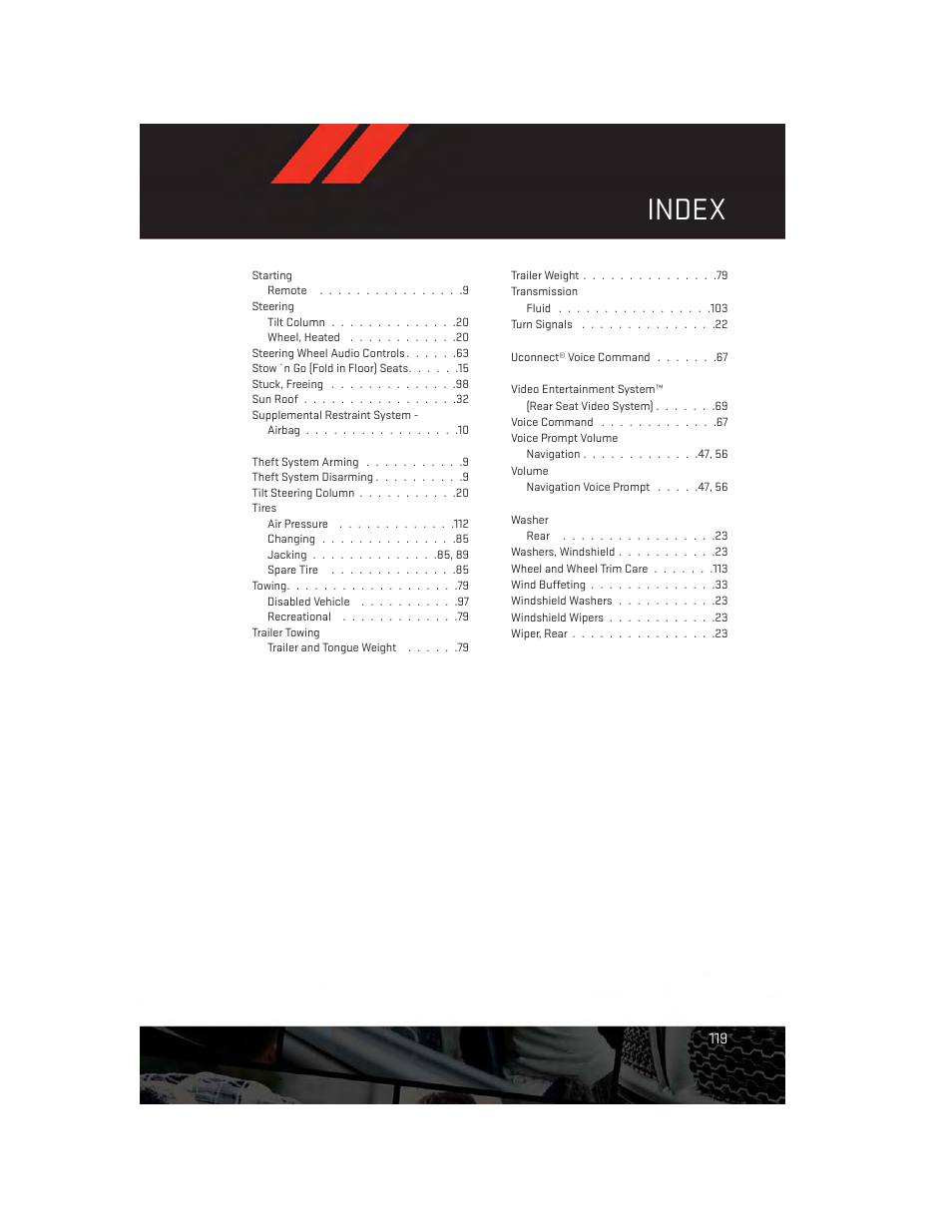 Index | Dodge 2013 Grand_Caravan - User Guide User Manual | Page 121 / 132