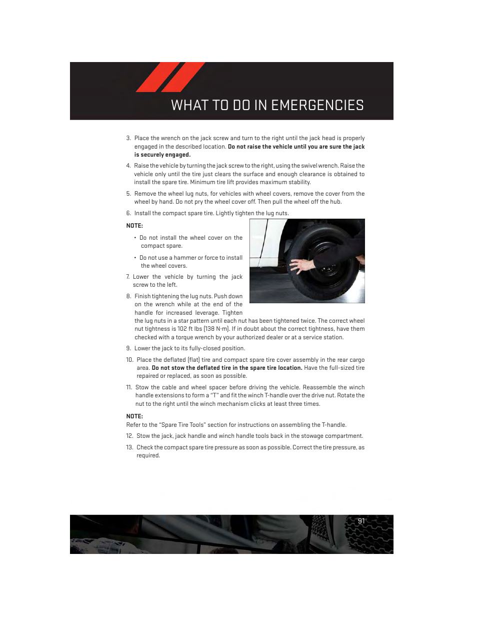 What to do in emergencies | Dodge 2013 Grand_Caravan - User Guide User Manual | Page 93 / 132