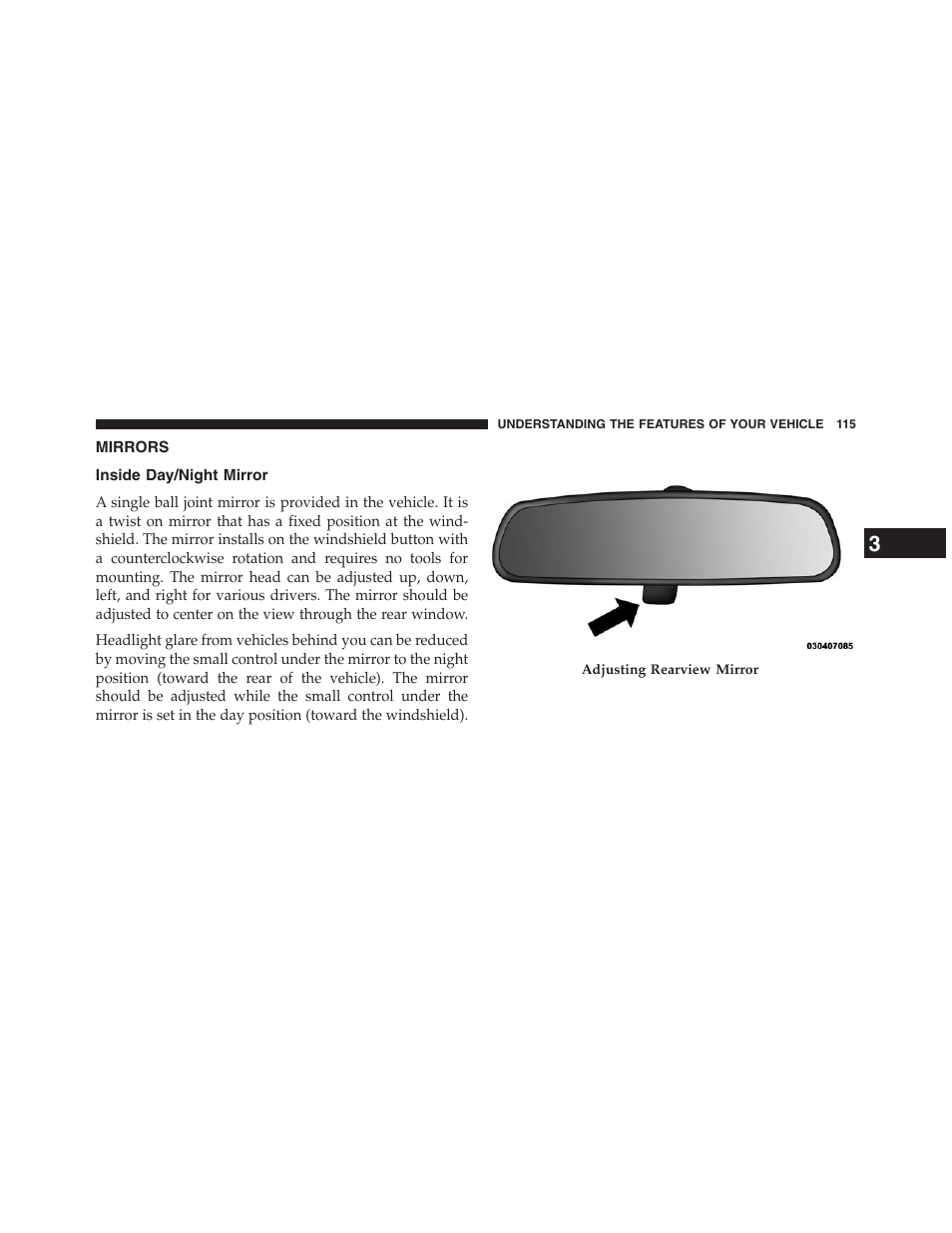 Mirrors, Inside day/night mirror | Dodge 2013 Journey - Owner Manual User Manual | Page 117 / 630