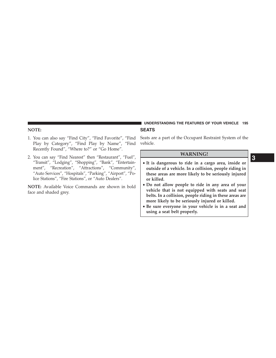 Seats | Dodge 2013 Journey - Owner Manual User Manual | Page 197 / 630