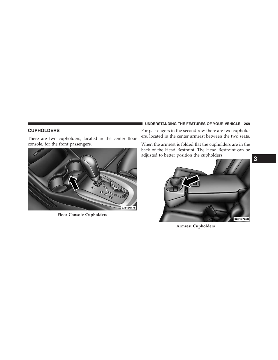 Cupholders | Dodge 2013 Journey - Owner Manual User Manual | Page 271 / 630