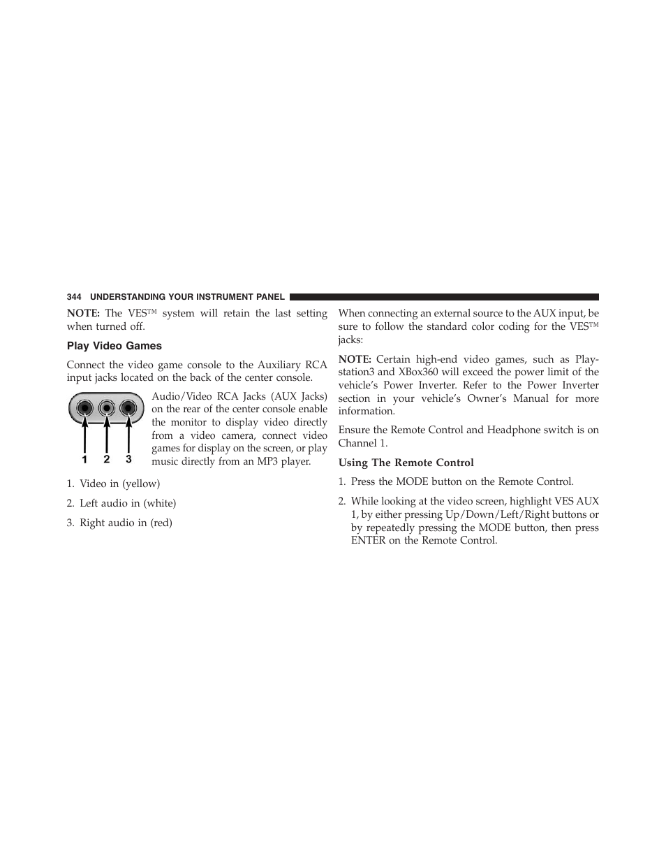 Play video games, Using the remote control | Dodge 2013 Journey - Owner Manual User Manual | Page 346 / 630