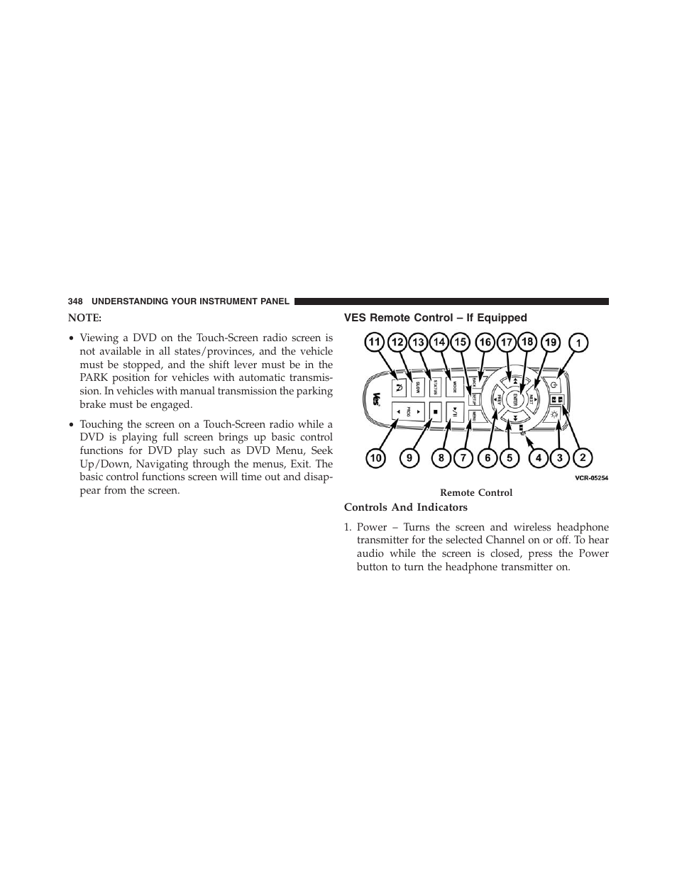 Ves remote control – if equipped, Controls and indicators | Dodge 2013 Journey - Owner Manual User Manual | Page 350 / 630