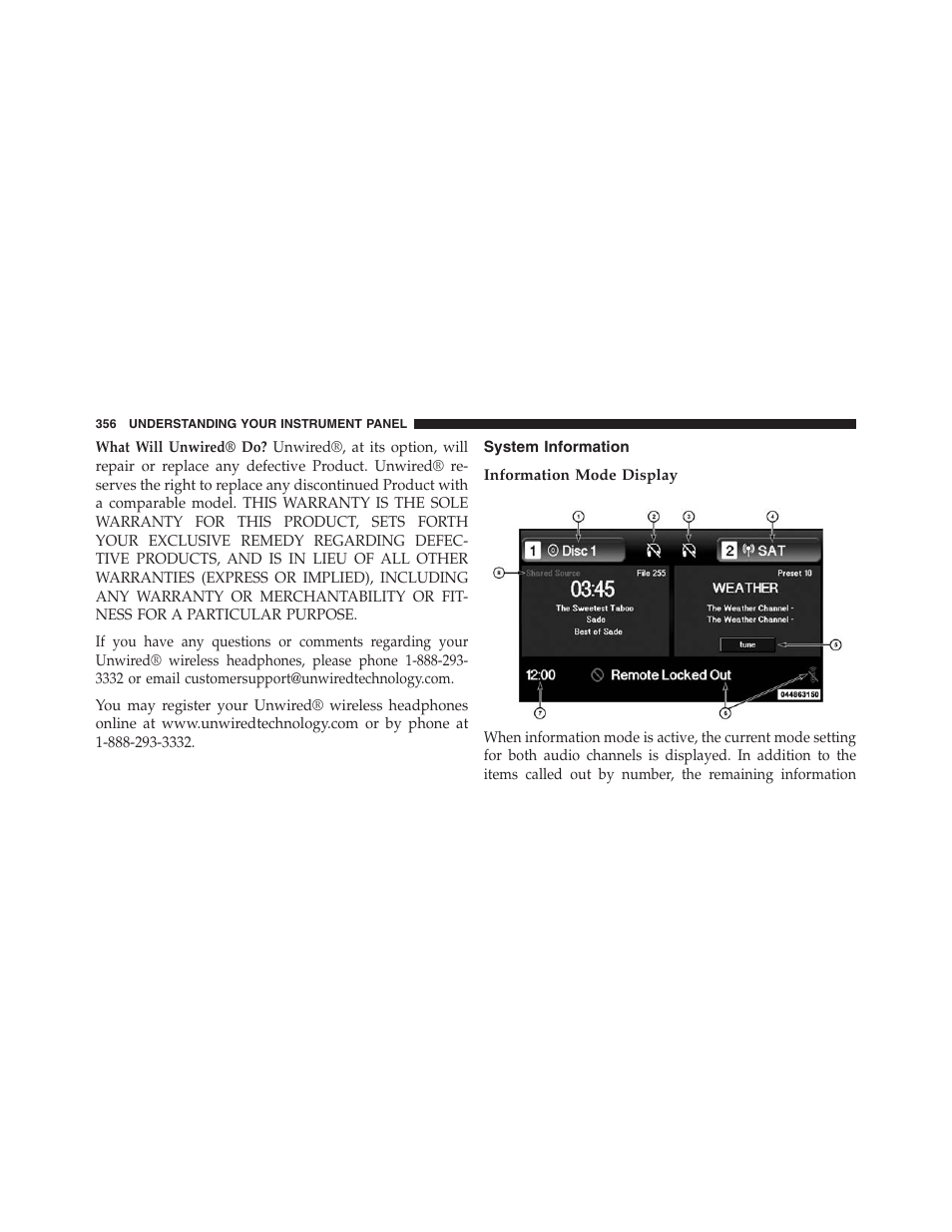 System information, Information mode display | Dodge 2013 Journey - Owner Manual User Manual | Page 358 / 630